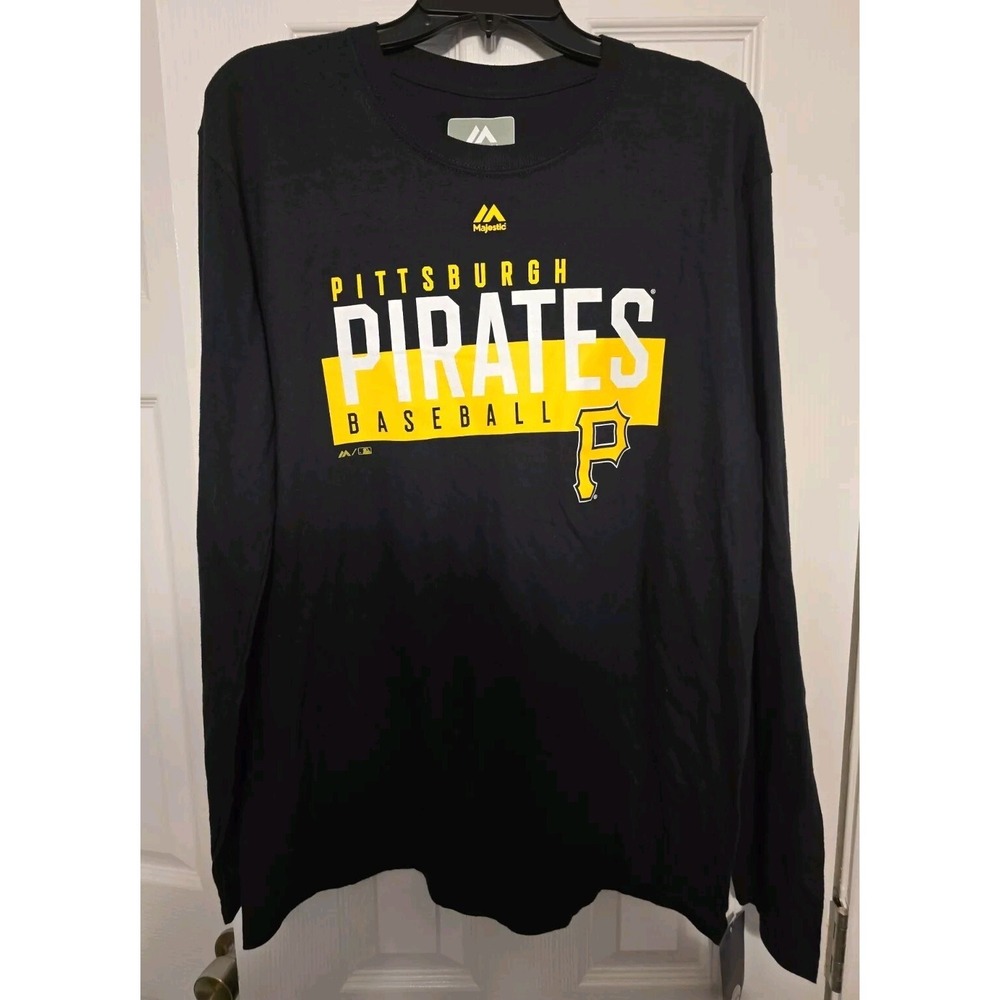 Pittsburgh Pirates MLB MAJESTIC Long Sleeve T-Shirt Mens Size Large 100% Cotton